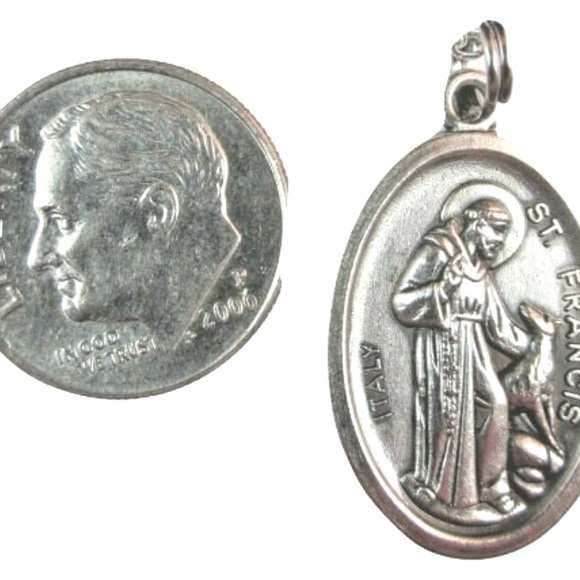 Sterling Silver 18” plated necklace with St Francis Medal FREE PRAYER CARD - Picture 4 of 7